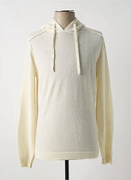 Sweat-shirt à capuche col rond manches longues beige WOOL & CO homme