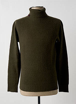Pull col roulé coupe cintrée manches longues vert BOB homme