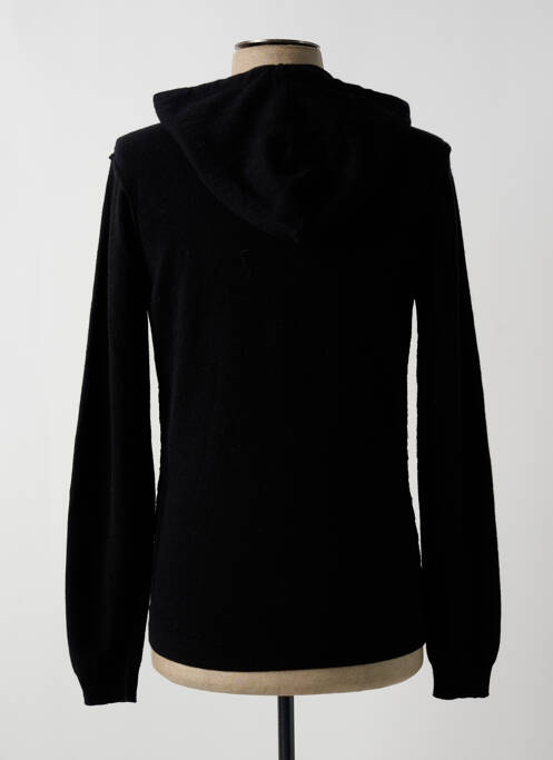 Sweat-shirt à capuche col rond manches longues noir WOOL & CO homme