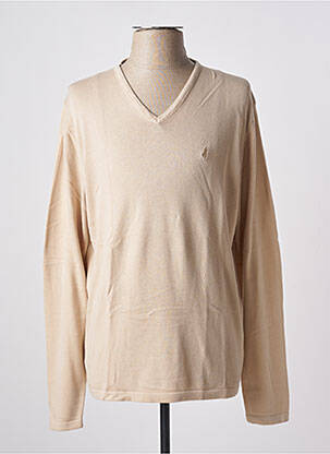 Pull col v manches longues beige MCS homme