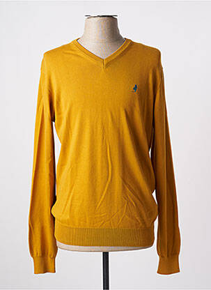 Pull col v manches longues jaune MCS homme