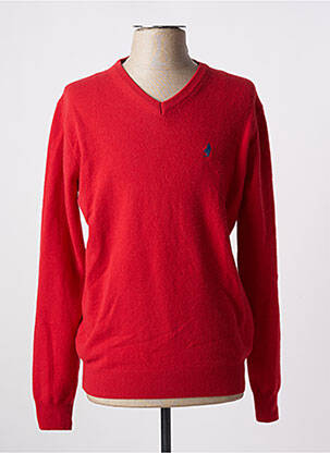 Pull col v manches longues rouge MCS homme