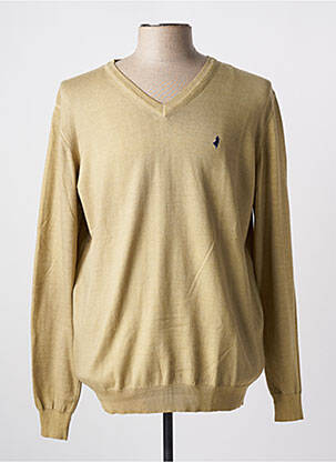 Pull col v manches longues beige MCS homme