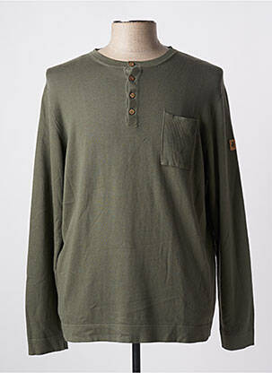 Pull col rond manches longues vert MCS homme
