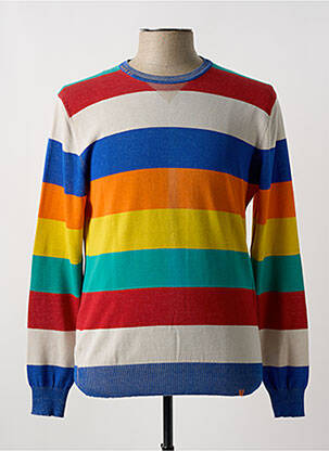 Pull tissage chiné manches longues bleu BY CHARLIE B homme