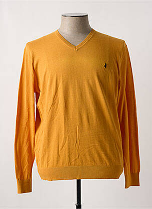 Pull col v manches longues orange MCS homme
