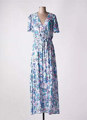 Robe longue manches courtes manches courtes bleu C'EST BEAU LA VIE femme