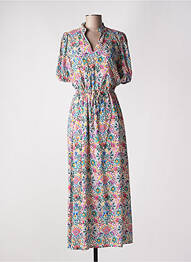 Robe longue imprimé fleurs manches courtes violet C'EST BEAU LA VIE femme