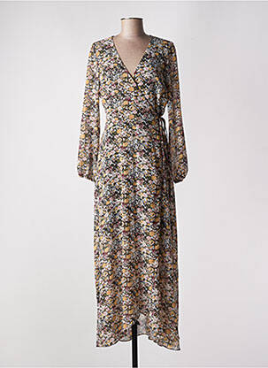 Robe longue manches longues manches longues noir MAJOLICA femme