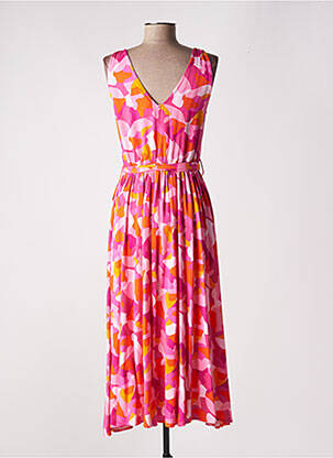 Robe mi-longue imprimé fantaisie sans manche rose VERO MODA femme