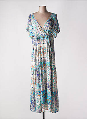 Robe longue manches courtes manches courtes bleu EDAS femme