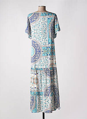 Robe longue manches courtes manches courtes bleu EDAS femme