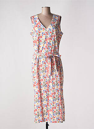 Robe mi-longue imprimé fleurs sans manche blanc ÉTYMOLOGIE femme