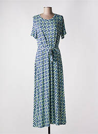 Robe longue imprimé fantaisie manches courtes bleu SURKANA femme
