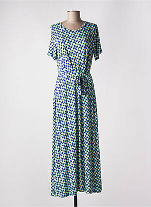 Robe longue imprimé fantaisie manches courtes bleu SURKANA femme
