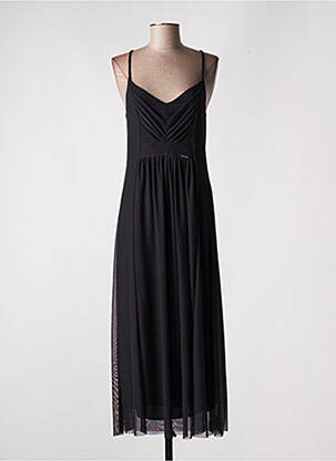 Robe longue coupe évasée fines bretelles noir MALOKA femme