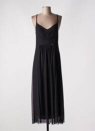 Robe longue coupe évasée fines bretelles noir MALOKA femme