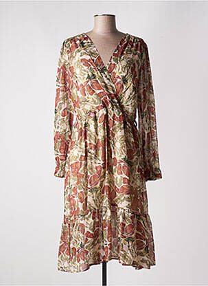 Robe mi-longue coupe évasée manches longues vert CHERRY PARIS femme