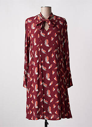 Robe mi-longue imprimé fantaisie manches longues rouge INDI & COLD femme