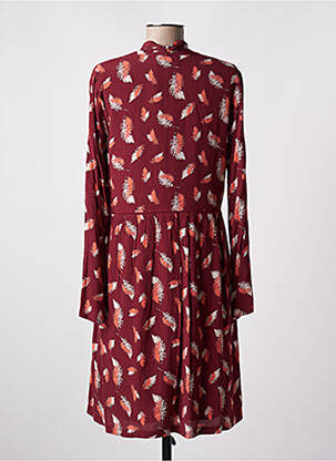Robe mi-longue imprimé fantaisie manches longues rouge INDI & COLD femme