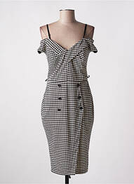 Robe mi-longue fermeture zippée au dos manches courtes noir RINASCIMENTO femme