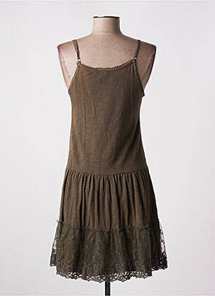 Robe courte coupe évasée fines bretelles vert CARLING femme