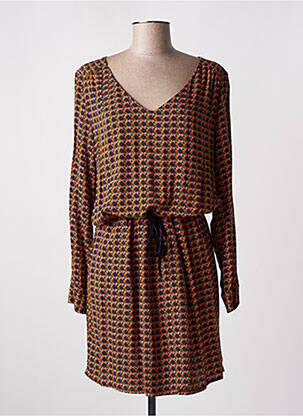 Robe mi-longue coupe fluide manches longues orange LE PETIT BAIGNEUR femme
