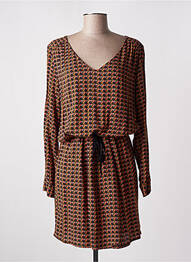 Robe mi-longue coupe fluide manches longues orange LE PETIT BAIGNEUR femme