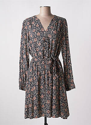 Robe mi-longue coupe évasée manches longues noir C'EST BEAU LA VIE femme