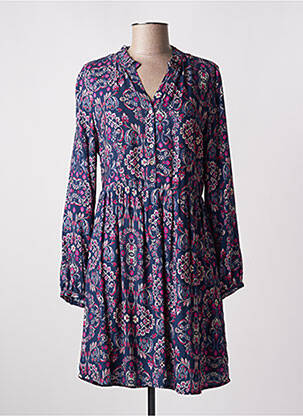Robe courte coupe évasée manches longues bleu C'EST BEAU LA VIE femme