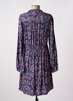 Robe courte imprimé fleurs manches longues bleu C'EST BEAU LA VIE femme