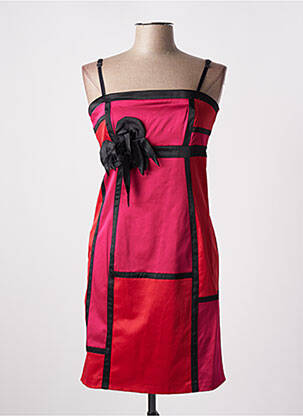 Robe courte fermeture zippée au dos fines bretelles rose RINASCIMENTO femme