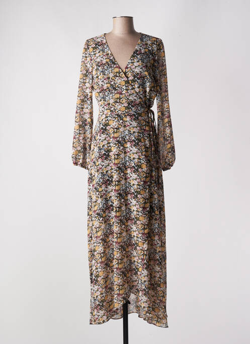 Robe longue manches longues manches longues noir MAJOLICA femme