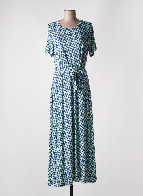 Robe longue imprimé fantaisie manches courtes bleu SURKANA femme