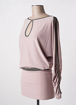 Tunique manches longues tissage crêpe beige RINASCIMENTO femme