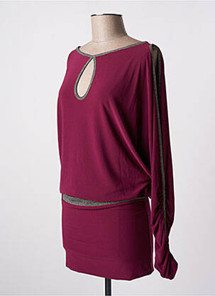 Tunique manches longues tissage crêpe rouge RINASCIMENTO femme