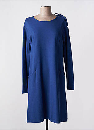 Robe mi-longue manches longues manches longues bleu MALOKA femme
