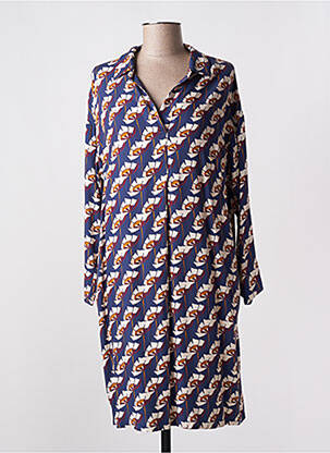 Robe mi-longue coupe fluide manches longues bleu LE PETIT BAIGNEUR femme