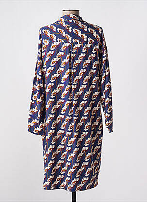 Robe mi-longue imprimé fleurs manches longues bleu LE PETIT BAIGNEUR femme