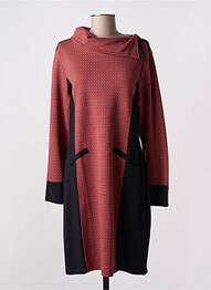 Robe mi-longue imprimé fantaisie manches longues rouge MALOKA femme