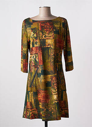 Robe courte manches 3/4 manches 3/4 vert VEGAS femme