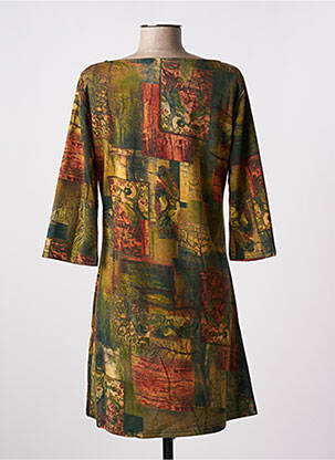 Robe courte manches 3/4 manches 3/4 vert VEGAS femme