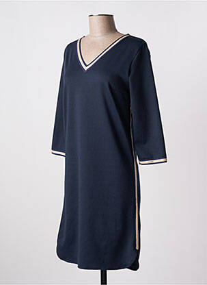 Robe courte manches 3/4 manches 3/4 bleu C'EST BEAU LA VIE femme