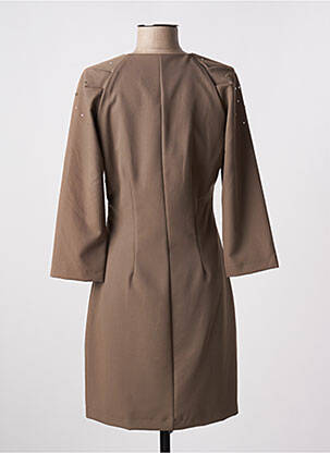 Robe courte fermeture zippée au dos manches longues marron RINASCIMENTO femme