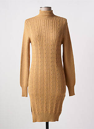 Robe pull maille torsadée manches longues beige RINASCIMENTO femme