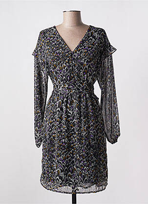 Robe mi-longue imprimé fantaisie manches longues noir VERO MODA femme