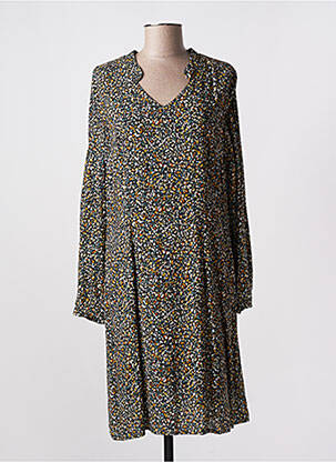 Robe mi-longue coupe fluide manches longues noir PAUSE CAFE femme