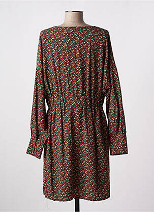 Robe mi-longue imprimé fleurs manches longues marron LILI & LALA femme