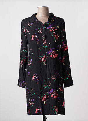 Robe courte coupe fluide manches longues noir SUNCOO femme