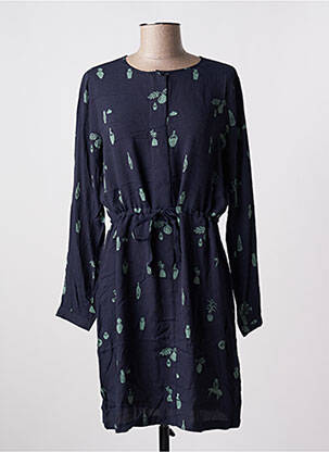 Robe mi-longue imprimé fantaisie manches longues bleu NICE THINGS femme
